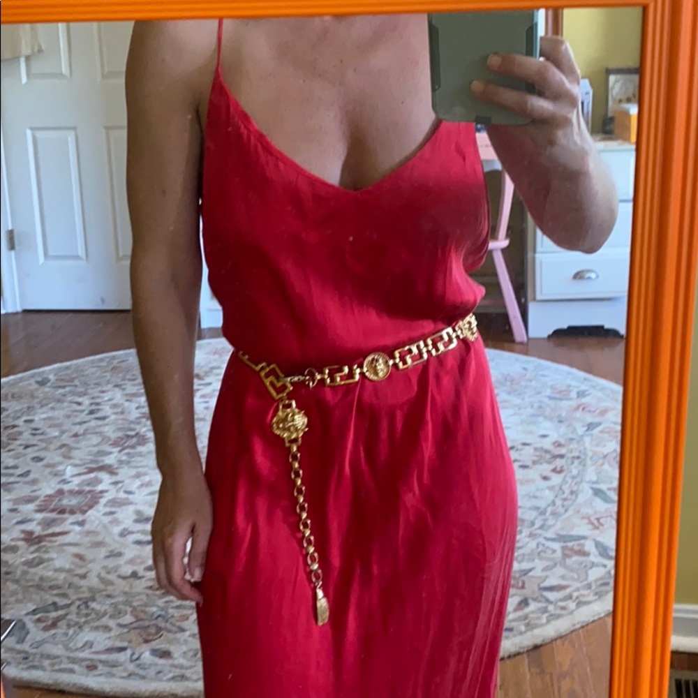 100% pure silk red slip dress